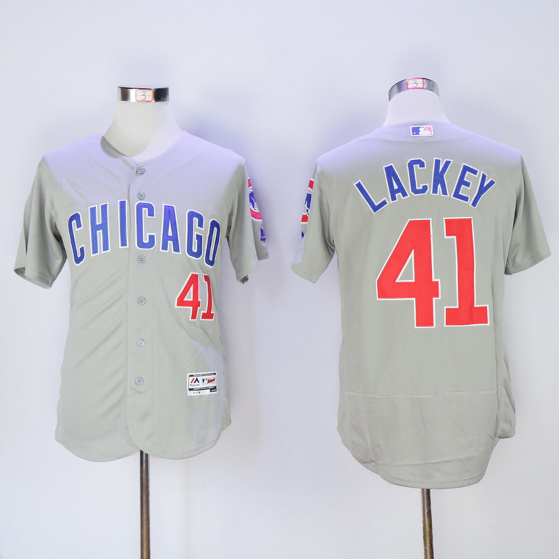 Men Chicago Cubs #41 Lackey Grey MLB Jerseys